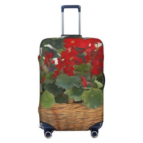 CSGJMYGS Geranium Korb-Gepäckabdeckungen für Koffer, waschbar, modisch, dehnbar, kratzfest, passend für 45,7 - 81,3 cm große Gepäckstücke, Größe XL, Schwarz, Schwarz , XL