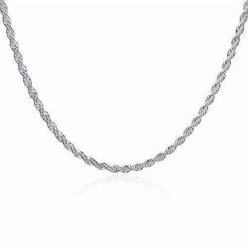 CLLBANT 925 Silber Gedrehte Seilketten Damen Herren Halsketten Schmuck Accessoire 16" 18" 20" 22" 24" (40cm)