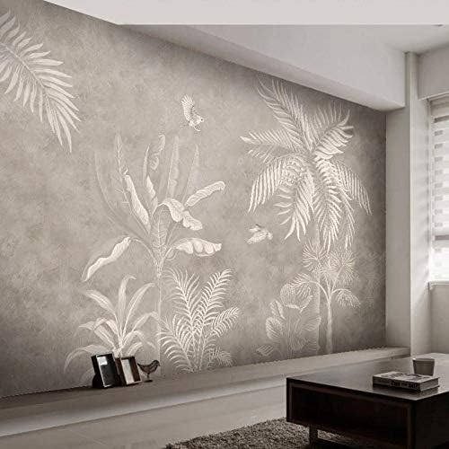 XLMING Vintage Tropische Banane Kokosnuss Blatt Kokosnuss Phase Landschaft Küche Esszimmer Arbeitszimmer Wohnzimmer TV Hintergrund Wand 3D Tapete-250cm×170cm