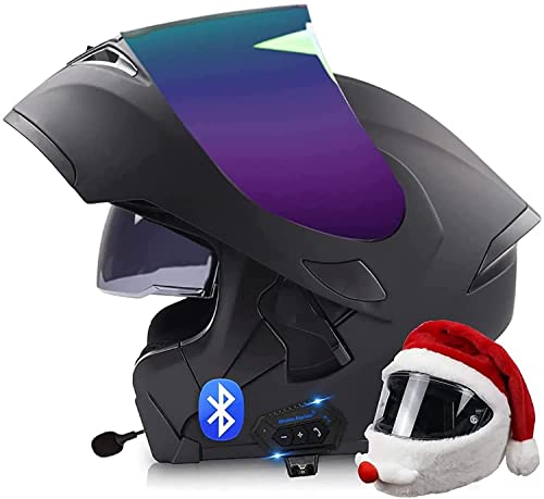 Integrierter Bluetooth-Helm Klapphelme Modularer Helm Integralhelm Motorradhelm,ECE/DOT-zertifizierter Moped-Motorcross-Elektrorollerhelm Mit Doppelvisier,für Damen Herren