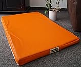 Hundebettenmanufaktur Orthopädische Hundematratze mit antiallergischer Kokosmatte Hundebett Kunstleder Größe und Farbe wählbar (120 cm X 90 cm, orange)