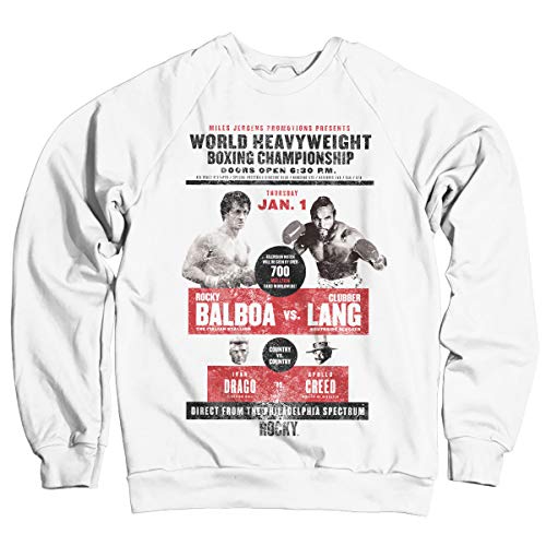 Rocky Offizielles Lizenzprodukt World Heavyweight Poster Sweatshirt (Weiß) Large