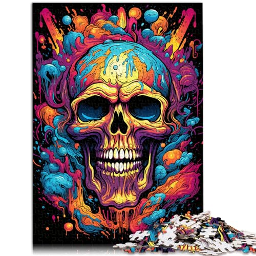 Puzzle, farbenfroher Psychedelischer Totenkopf, 1000-teiliges Puzzle für Erwachsene, Holzpuzzle, anspruchsvoll, aber unterhaltsam und humorvoll, 1000 Teile (50 x 75 cm)