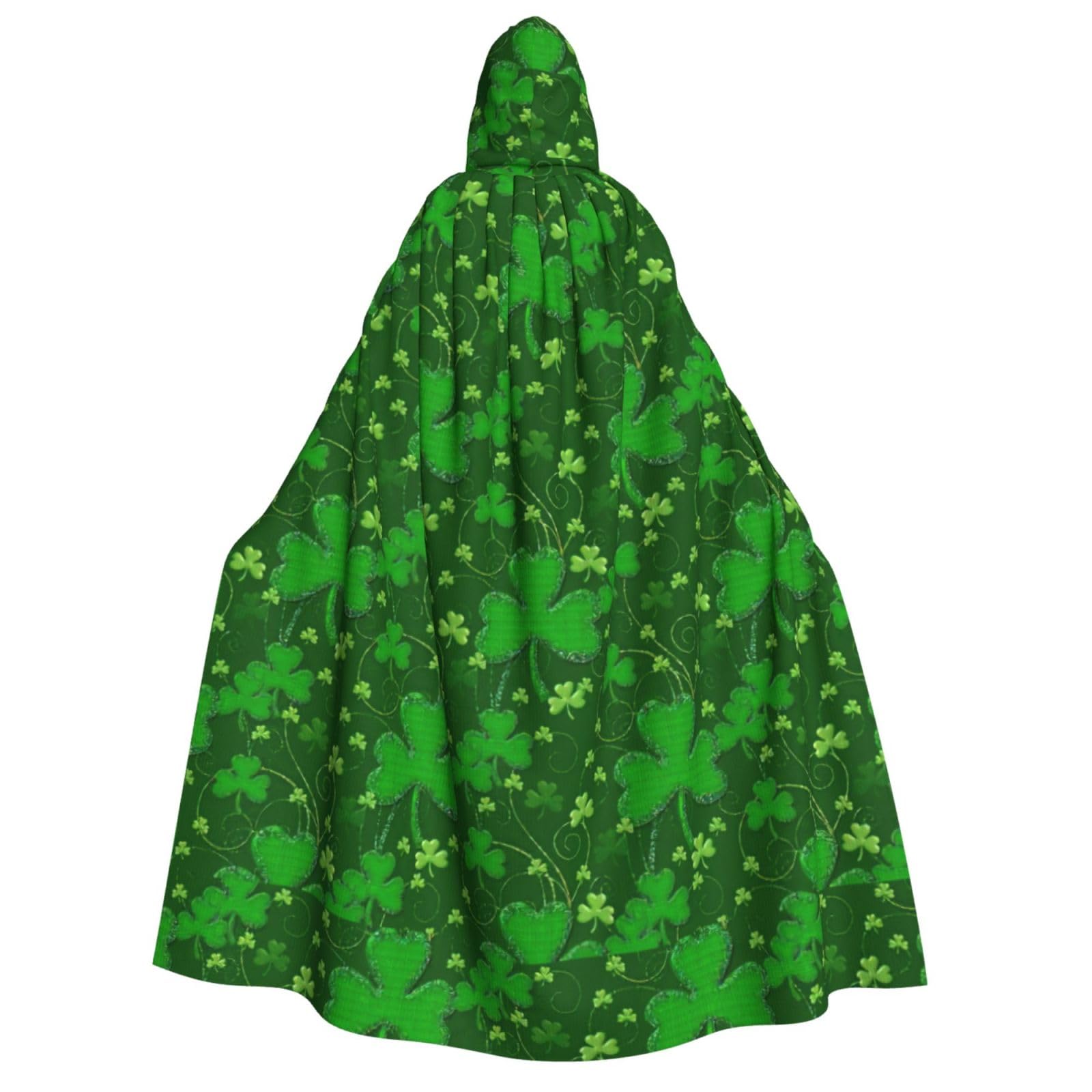 WURTON Hintergrund St. Patrick's Day Glitzer Druck Unisex Kapuzenumhang Halloween Karneval Vampir Cosplay Umhang Kapuzenumhang Kostüm