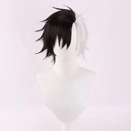 WCCNKK Anime Cosplay Perücke, WIND BREAKER Perücke, Schwarze Und Weiße Kurze Haare, Mit Kostenloser Perückenkappe, Für Party Alltag Halloween, Dekoratives Geschenk