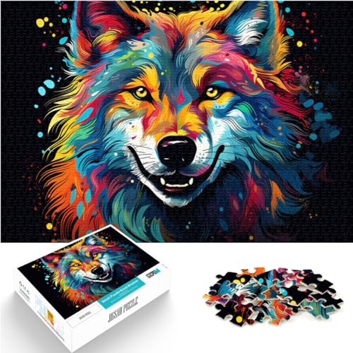 Puzzle für Fantasie, bunter, wütender Wolf, 1000-teiliges Puzzle für Erwachsene, Holzpuzzle, Künstlersammlung, bildende Kunst, 1000 Teile (50 x 75 cm)