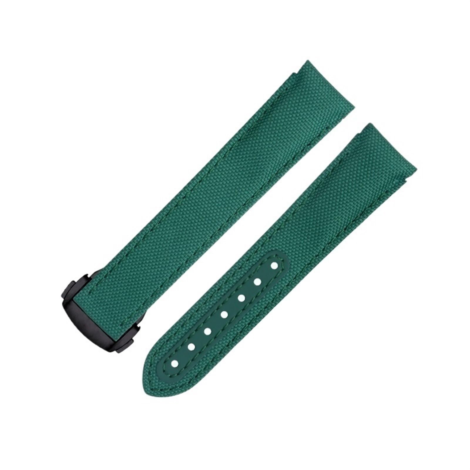 IOTUP Uhrenarmband mit gebogenem Ende, 20 mm, für Omega-Armband für AT150 Seamaster 300 Planet Ocean De Ville Speedmaster, grünes hochdichtes Nylon-Rindsleder, 20 mm, Achat