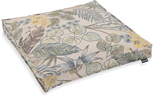 H.O.C.K. Eliza-Bouquet Outdoor Sitzkissen Blumen-Motiv 50x50x5cm Natur wasserabweisend/lichtecht für den Garten