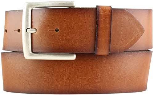 BELTINGER Herren-Gürtel aus Vollrindleder Vintage-Look 5 cm | Jeans-Gürtel für Herren 50mm | Mit geschwärzten Kanten | Cognac 100cm