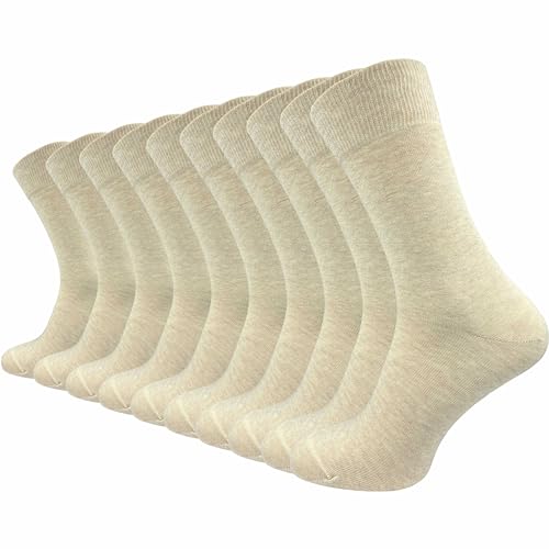 GAWILO 10 Paar PREMIUM Socken ohne drückende Naht | Damen & Herren | gekämmte Baumwolle | Business & Freizeit (47-50, beige)