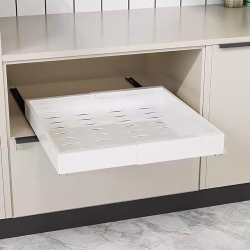 LLYLAFDC Schrank Schubladen Ausziehbar, Auszug Küchenschrank, Teleskopschublade Nachrüsten, Schrankauszug Küche, Zum Kleben Küchenorganisator,Ausziehbarer Organizer (Color : Wit, Size : 30~50cm)