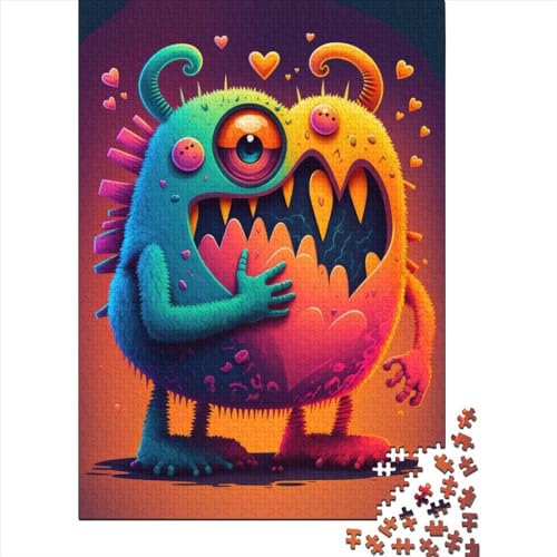 Schwierige, anspruchsvolle Puzzles, 500 Teile, Monster-Liebesherzen, Holzpuzzle für Erwachsene, Puzzlespielzeug als Geschenk für die ganze Familie und die (Größe 20,47 x 14,96 Zoll)