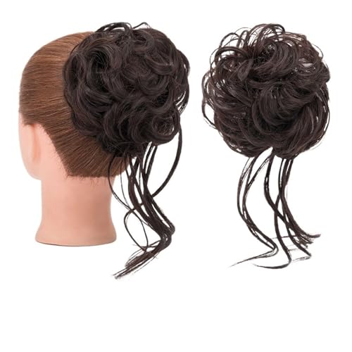 Haarteil Synthetisches, lockiges, elastisches Band, Chignon, Donut mit Zöpfen, Haargummis, unordentliches Dutt-Haar, Hochsteckfrisur, Haarteile, Verlängerungen for Frauen Haarverlängerung(19)