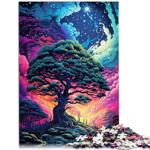 Puzzles Geschenke Spielzeuge Bunter Baum 1000 Teile Puzzle Holzpuzzle Familienspiel Stressabbau Schwieriges Herausforderungspuzzle 1000 Teile (50x75cm)