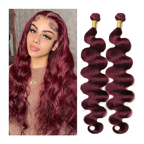 Human Hair Bundles Körper Welle Menschliches Haar Bundles Natürliche Lose Tiefe Welle Haar Bundles Dickes Haar Spinnt Brasilianisches Haar Farbige # 99J human hair weave (Size : Remy Hair, Color : 2