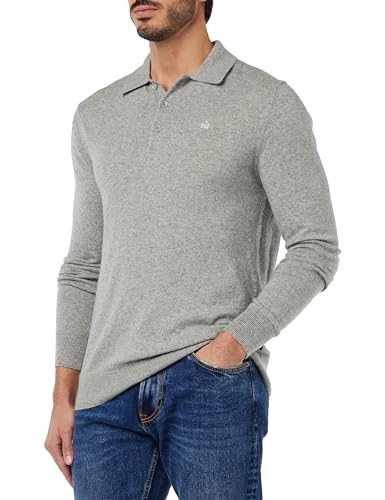 Merc Herren Spey Poloshirt Sweater, Hellgrau Marl, X-Large