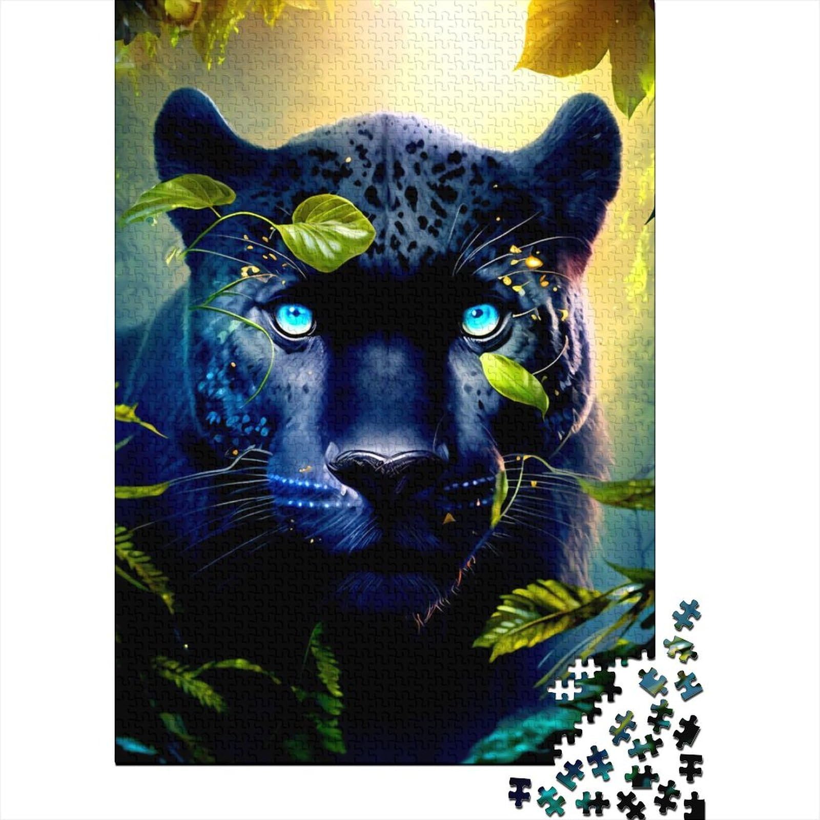 Schwarzer Leopard für Erwachsene, Puzzle 1000 Teile, Puzzle 1000 Teile für Erwachsene, Teenager, Spielspielzeug für Erwachsene, Familienpuzzle, Geschenk (29,53 x 19,69 Zoll)