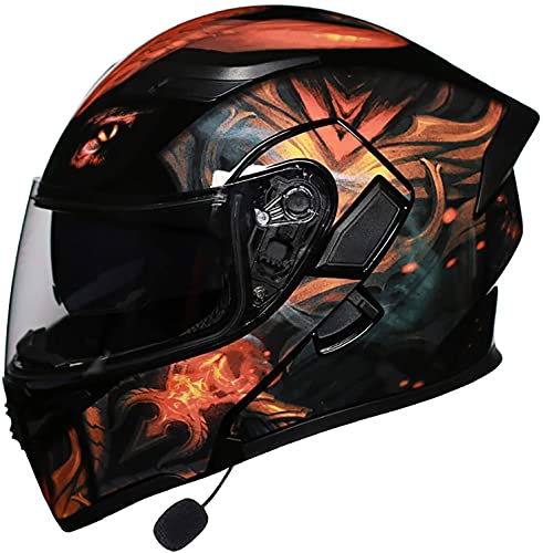 Bluetooth Klapphelme Motorradhelm,Modularer Integralhelme Motorradhelme Anti-Fog Doppelvisier Motorrad-Helm Roller-Helm Scooter-Helm Mofa-Helm,ECE Zertifiziert (Color : C, Größe : M)