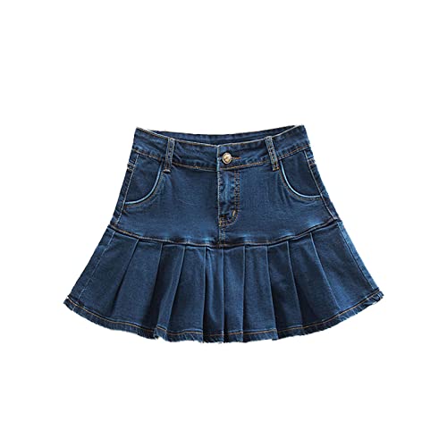 Damenrock - Blauer Jeansrock Mit Rüschen Harajuku Jeans Shorts Rock Mini Frau Hohe Taille Unten Weiblich Lässig Faltenrock Weiblich,Blau,XL