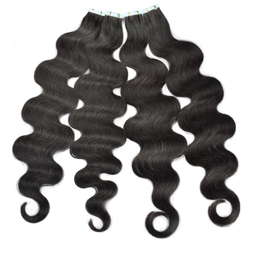 Haar-Tape-Extensions Body Wave Tape in Haarverlängerungen Echthaar, schwarzes Naturhaar Body Wave Tape in Haarverlängerungen Tape in Echthaar Dicke Endhaut Tressen Unsichtbares Tape im Haar(20 pcs,14