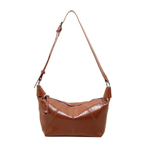 ohodhmnu 2023 Damen-Umhängetasche, einfarbig, Einkaufstasche, große Kapazität, Leder, Crossbody-Tasche, Freizeittasche für Mädchen, Frauen, trendige Taschen, braun, With pendant