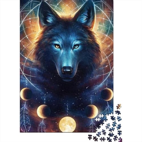 Wolf-Holzpuzzle für Erwachsene, 500 Teile, für Erwachsene, schwierige Puzzles, Familienspiele, Weihnachts- und Geburtstagsgeschenke (Größe 52x38cm)