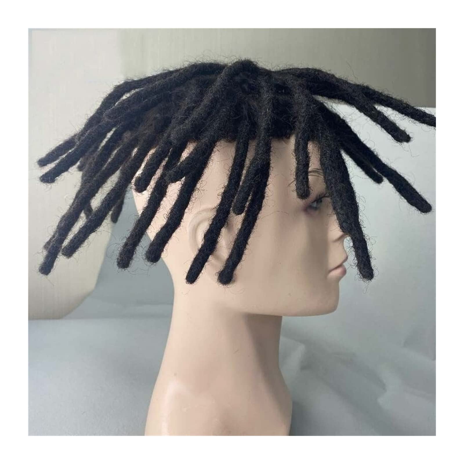 Toupet für Männer Haarersatz Systeme Dreadlock-Männerhaar-Prothesen-Toupet for Männer, Mono-Afro-Lockenhaar-Systemeinheit for schwarze Männer #1B, indisches Echthaar-Herrenperücke Perücke Männer(3inch