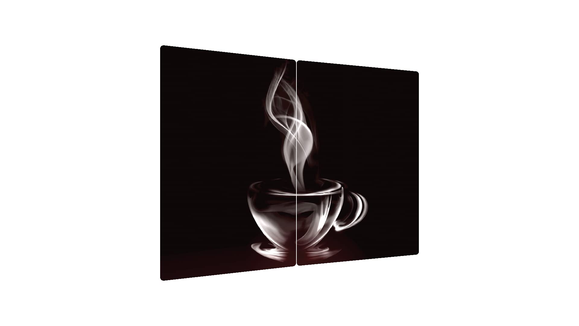 ALLboards Glas Herdabdeckplatte Schneidebrett Kaffee Kaffeetasse Käffchen Espresso 2er Set Multi-Platte Arbeitsplatte Herdschutz Deko für Küchen Gehärtetes Glas, 2 Stück - 52x30cm