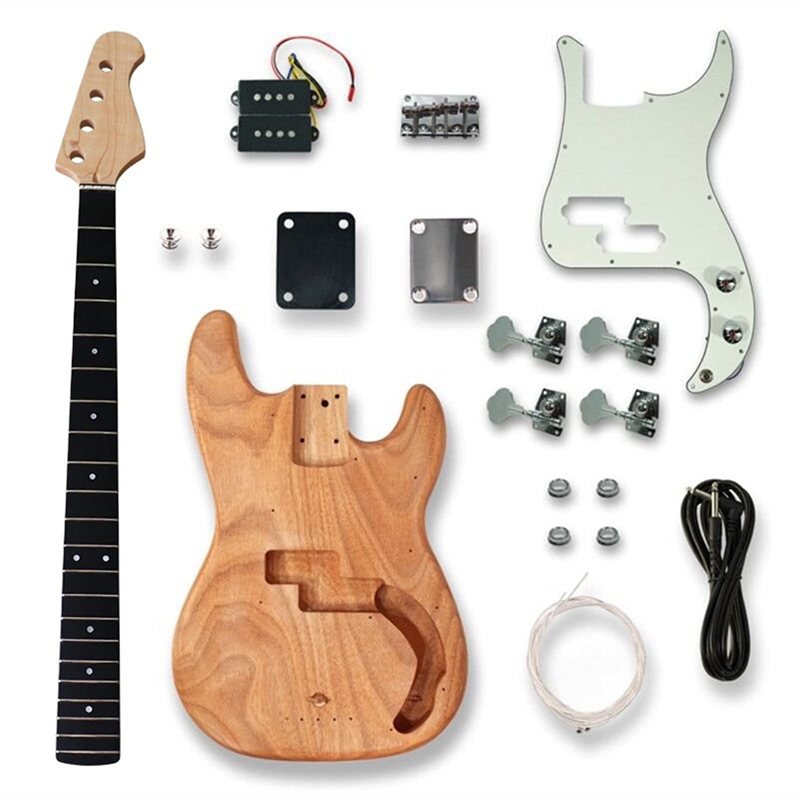 Gitarrenkorpus unfertig PB.Bassgitarre- Kit Mit Ahorn-Bass-Gitarren- Hals 21 Bünde Elektrische Bass- Gitarre Unfertiges Projekt DIY.Gitarrenteile