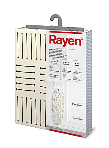 Rayen 6303.01 Bezug für Bügeltisch, hopchwertig, weißer Hintergrund mit schwarzen Streifen