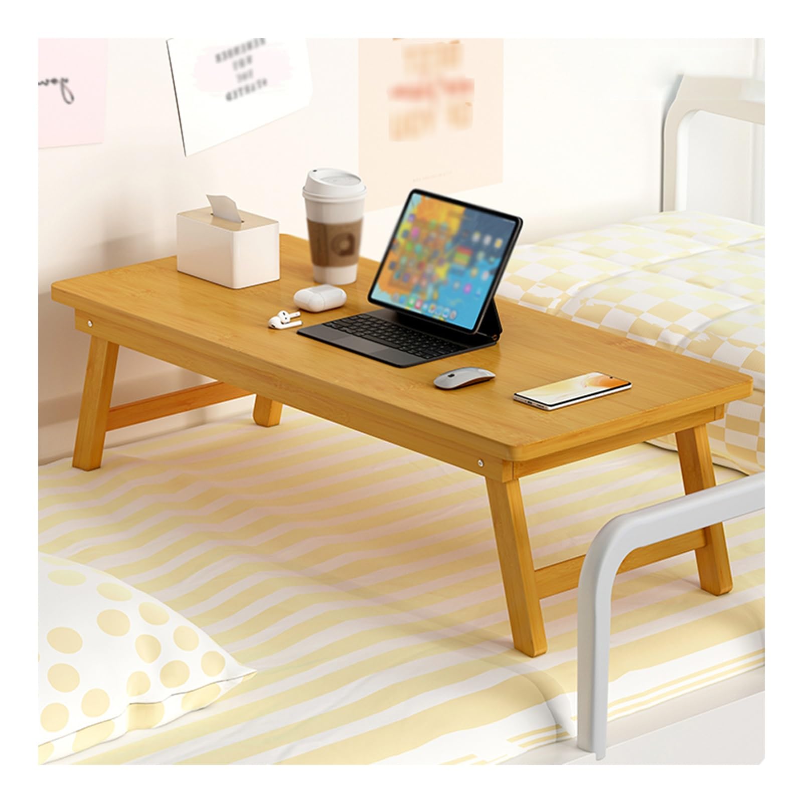 Exquisiter Bodentisch im japanischen Stil für Tee und Kaffee, Bett-Laptop-Schreibtisch mit klappbaren Beinen, tragbarer Erkerfenstertisch, Partytisch (Farbe: Log-Farbe, Größe: 80 x 34,3 x 27 cm)