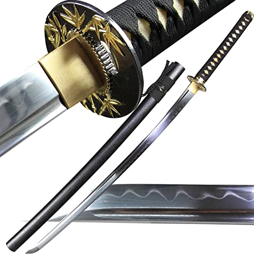 Brünierte Klinge Aus 1095 Stahl Katana Schwert Scharf Echt