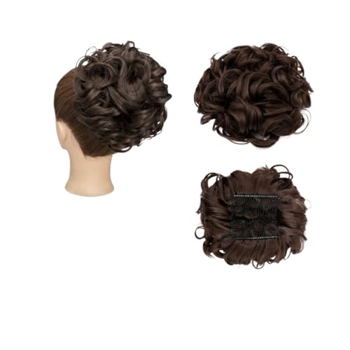 Haarteile Haarknoten Synthetischer großer Kamm-Clip in lockiger Haarverlängerung, Chignon-Haarteile, Hochsteckfrisur, Abdeckung, Haarteil, Verlängerung, Haarknoten Brötchen Haare(Medium brown)