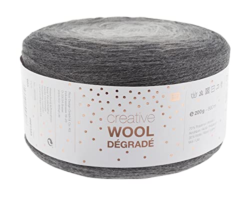 Rico Design Creative Wool Degrade Fb. 05 - stardust, 200g Wolle Bobbel mit dezentem Farbverlauf und Anleitung für 1 Tuch in der Bandarole