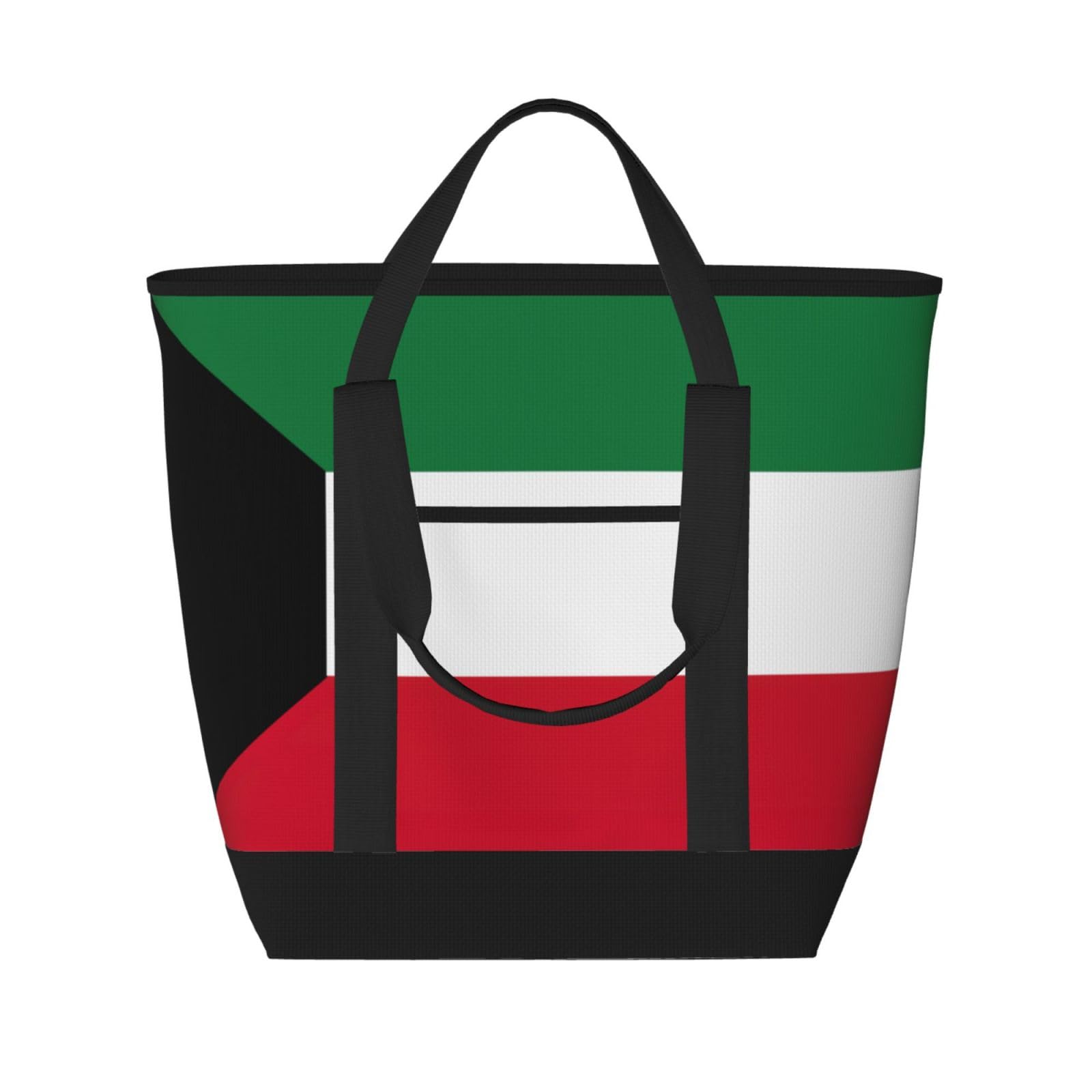 YQxwJL Kuwaitische Flagge, große Kapazität, isolierte Lunchtasche, wiederverwendbare Einkaufstasche mit Reißverschluss für Damen und Herren