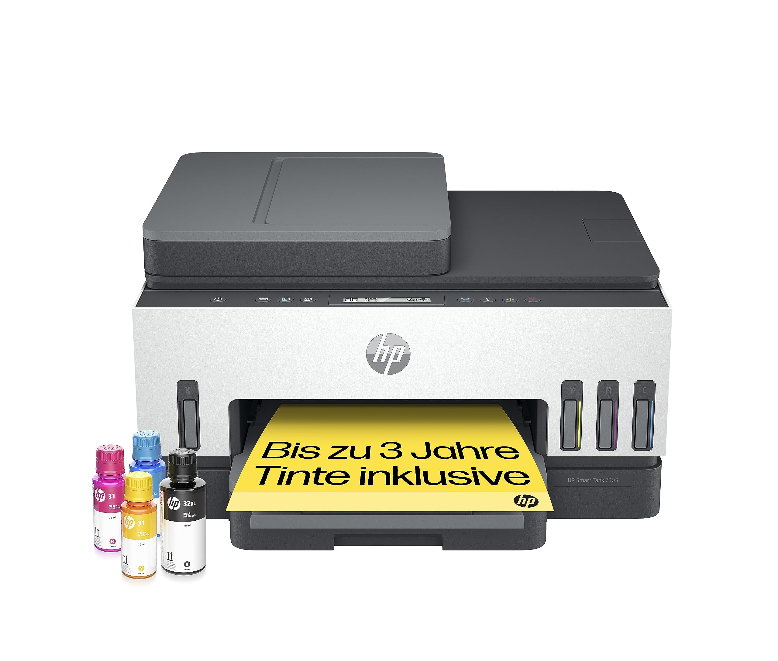 HP Smart Tank 7305 3-in-1 Multifunktionsdrucker, 30€ Cashback, (WLAN; Duplex; ADF) – 3 Jahre Tinte inklusive, 3 Jahre Garantie, großer Tintentank, hohe Reichweite, Drucken in hoher Qualität