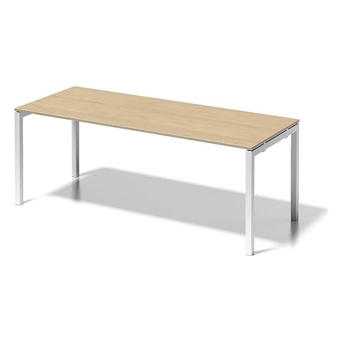 BISLEY Cito Schreibtisch, 740 mm höhenfixes U, H 19 x B 2000 x T 800 mm, Dekor ahorn, Gestell verkehrsweiß, Metall, Mp396, 80 x 200 x 85 cm