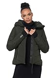 MARIKOO Winterjacke Damen (XS-3XL) - Wasserabweisend, Warm, Kapuze abnehmbar, Winddicht - Steppjacke, Frauen - Stehkragen, 4 Taschen, verlängerter Zipper - Dark Olive L