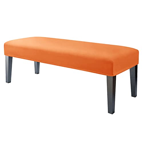 JHLD 1 Stück Universal-Bezug für Esszimmer-Bank, Samt Bezug für Esszimmerstuhl Stretch Dining Bench Cover für Esszimmer weiche Spandex Stuhlhussen Für Wohnzimmer Schlafzimmer -Orange-1 Stück