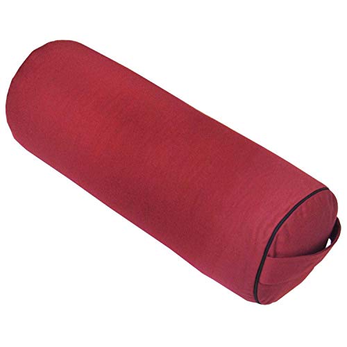 Yoga- und Pilates-Bolster "Made in Germany", 65 x Ø 23cm groß, wein-rot, mit Dinkel-Füllung aus unserer Bodhi Manufaktur