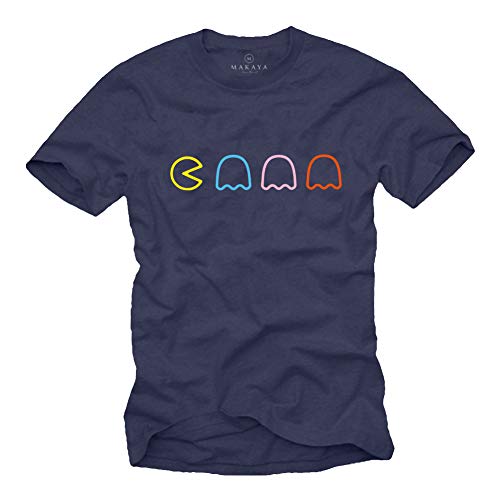 MAKAYA Vintage Gamer T-Shirt Herren Old School Game - Geschenke für Computer Nerds Man Blau S