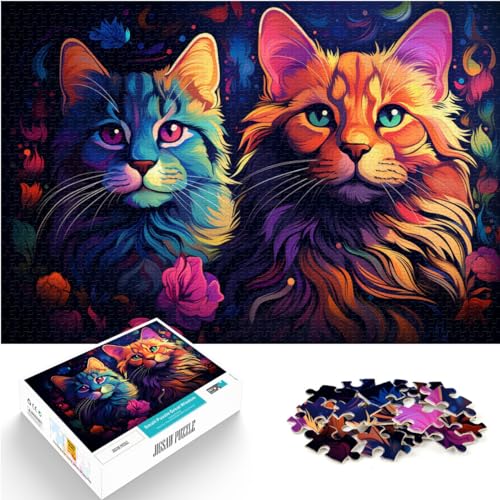 Puzzles, Geschenke, Spielzeug, farbenfrohes Katzengemälde, Kunstpuzzle für Erwachsene, 1000 Teile, anspruchsvolles Puzzlespiel und Familienspiel, 1000 Teile (50 x 75 cm)