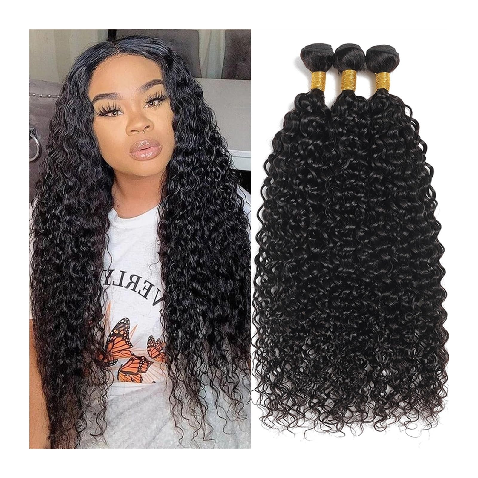 Human Hair Bundles Wasserwelle Menschliches Haar Bundles 12A Brasilianische Menschenhaarwebart 1/3/4PC Natürliches Schwarzes Lockiges Haar 100g/teil Reine Haarverlängerungen Natürliche human hair weav