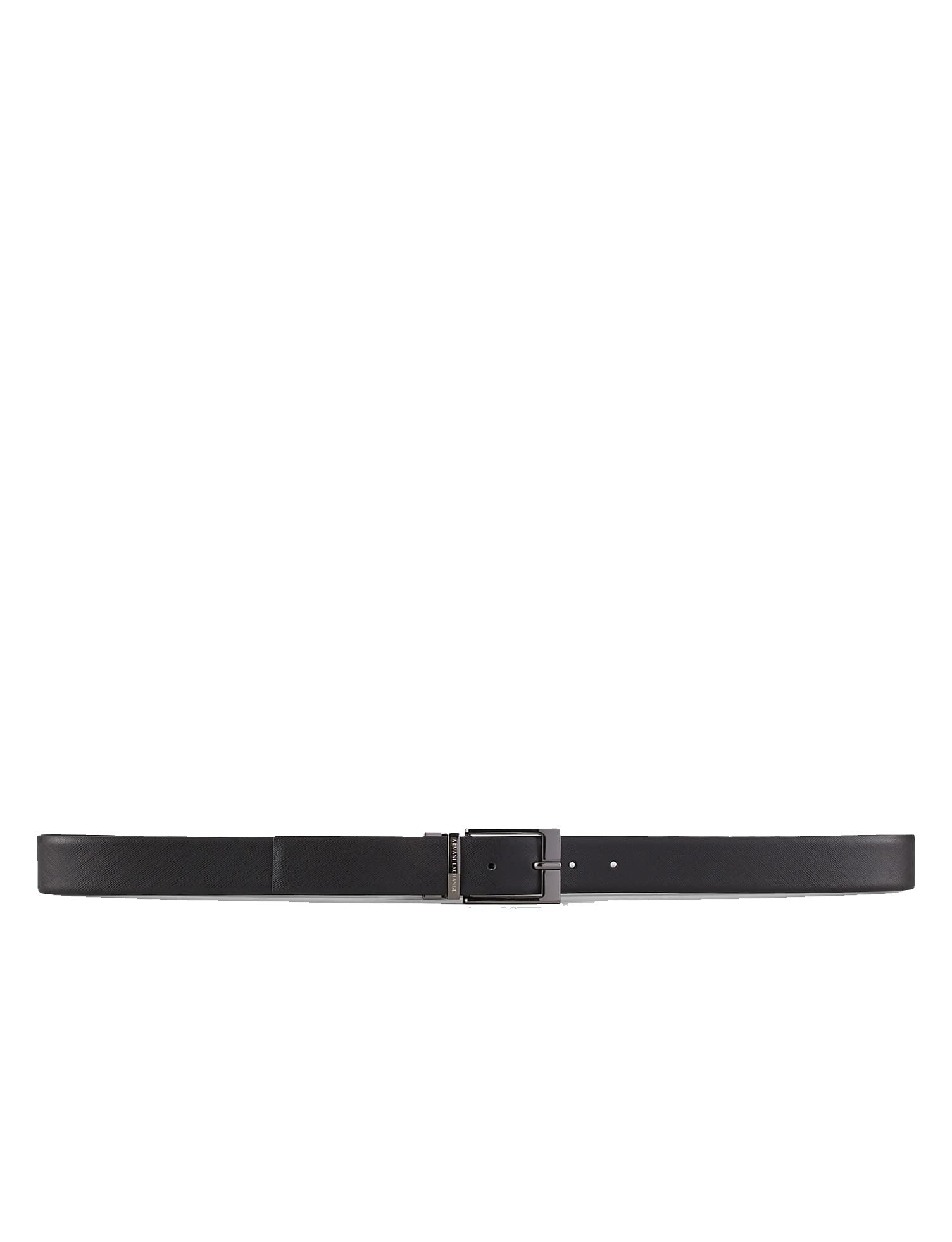 Armani Exchange Herren Leather Belt with Plaque Gürtel, Black, Einheitsgröße