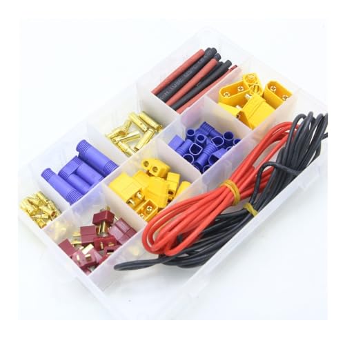 LSFWJP T-Stecker / XT60 / XT90 / EC3 / EC5 Stecker- und Buchsenstecker-Adapteranschlüsse mit 16 AWG Silikondraht und Schrumpfschlauch for RC FPV-Drohnen (Color : XT60 XT90 EC3 EC5 T)