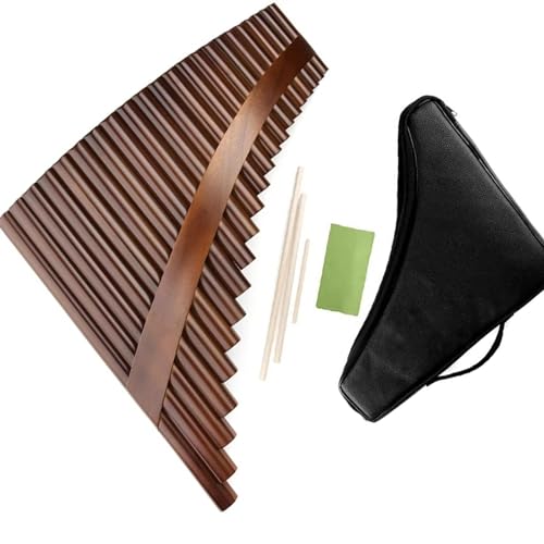 Panflöte instrument Panflöte Mit 22 Pfeifen, C-Taste, Braune Farbe, Flöte, Volksholzblasinstrument, Handgefertigte Panflöte (Color : Left hand)