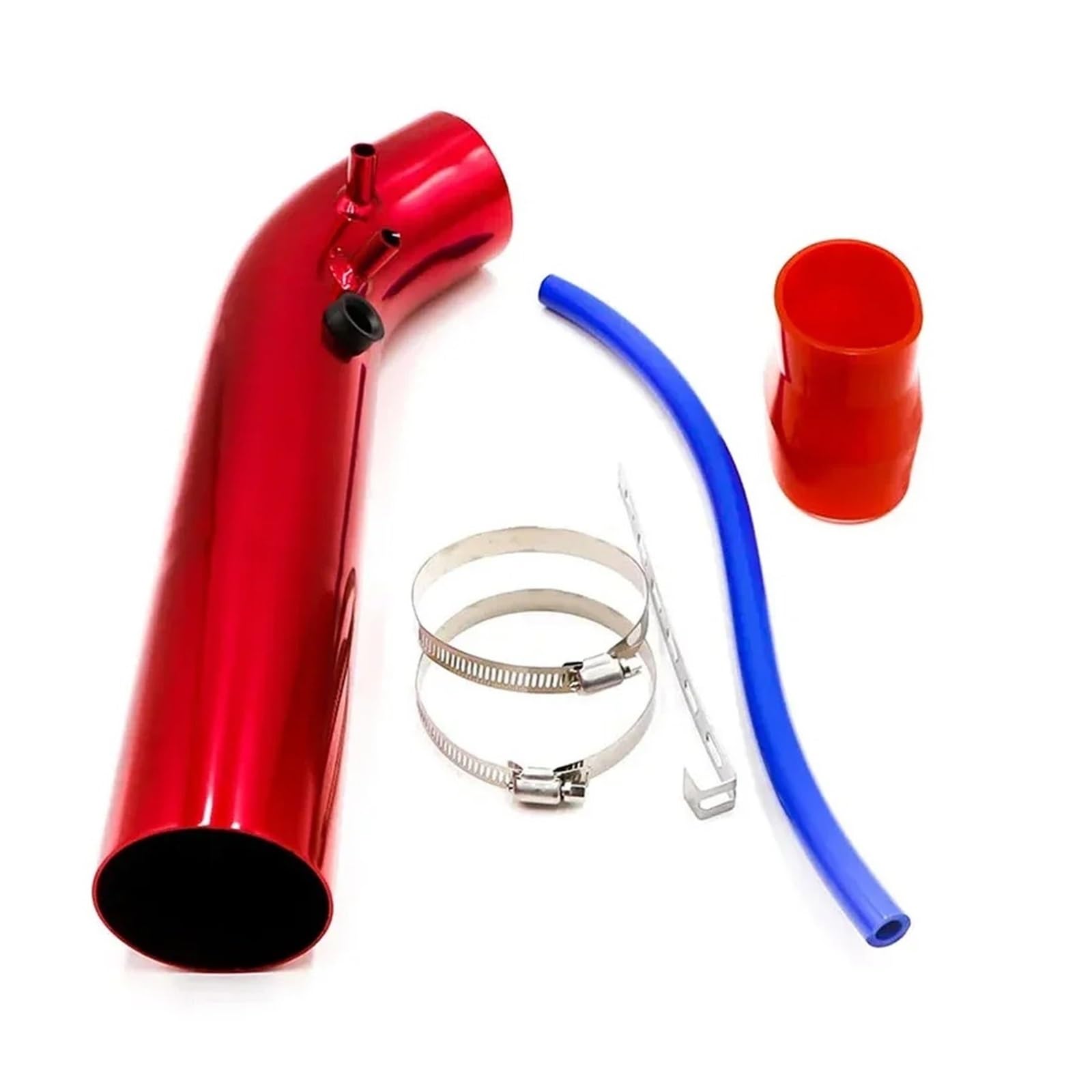 Induktion Schlauch Kit Universal 3'' Zoll 350mm 76mm Auto Kaltluftansaugrohr Aluminium Kurze Lange Kaltluftansaugrohre System Kanalrohrsatz Luftfilter Auto Luftansaug(Long red 350mm)