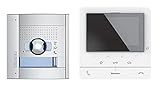 BTICINO, Video Türsprechanlagen Set 2-Draht, Flex ONE: Classe 100 V16E mit 5" Farb LCD-Display, Türstation SFERA allmetal, 135°/96° und LED beleuchtete Kamera, IP54, IK10 mit Klingeltrafo, 364617