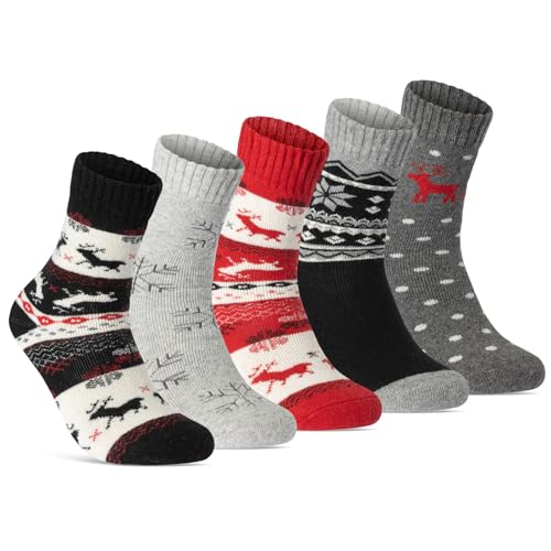 Damen THERMO Socken (5 Paar) warme Wintersocken weiche Wollsocken mit Innenfrottee 37800/2 (35-38)