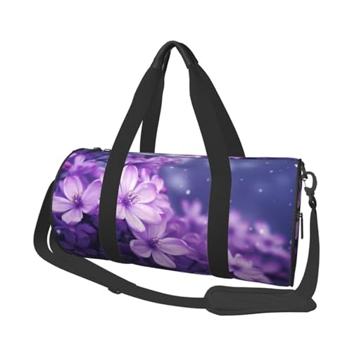 DENMER Robuste Reisetasche für Zigarren und Whisky, geräumige und stilvolle Tasche für alle Ihre Reisebedürfnisse, Blühende violette Blumen, Einheitsgröße